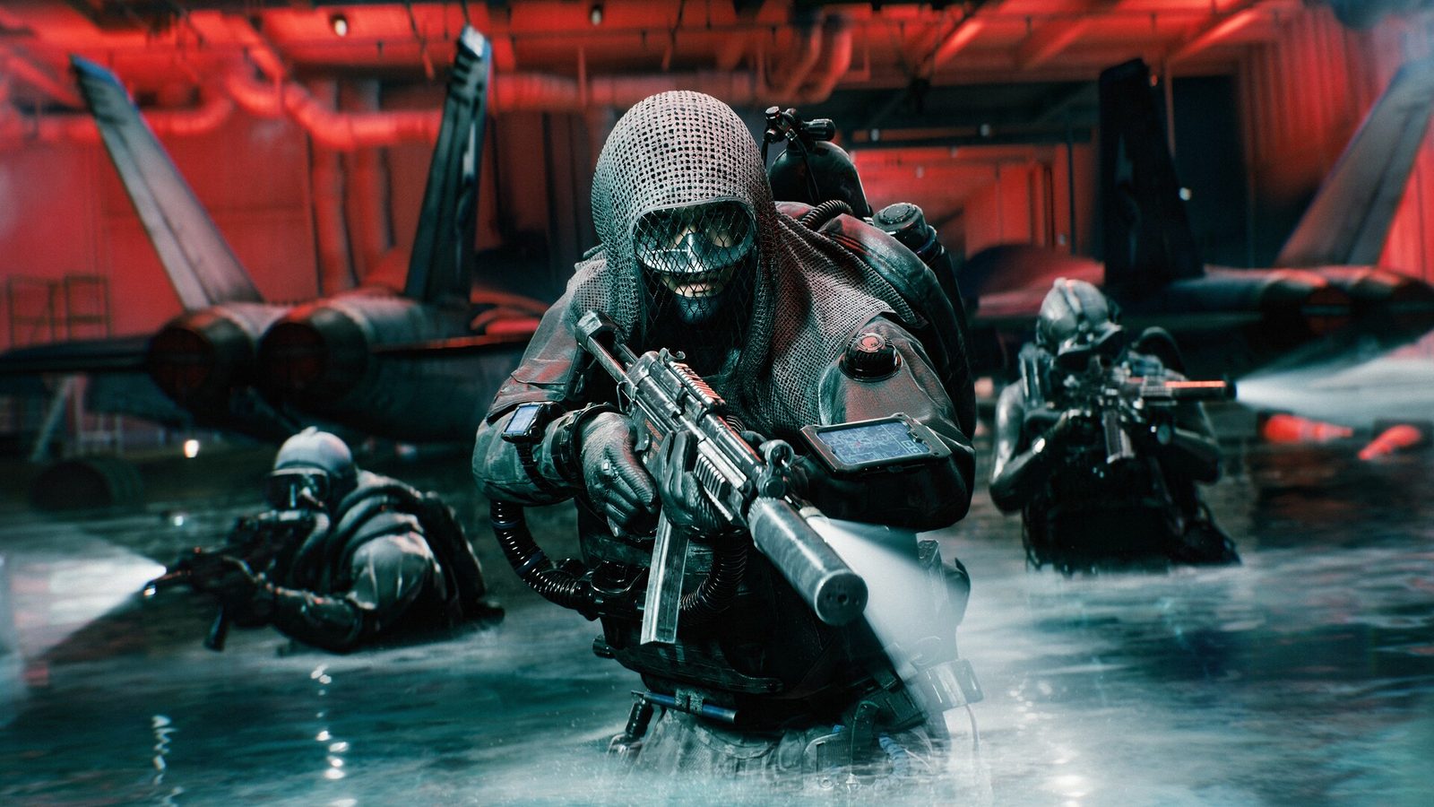 Battlefield 6 Ilustración promocional de Battlefield 6 con cuatro soldados en la azotea de un edificio en ruinas frente a una ciudad en llamas y un caza que cruza el cielo lleno de humo 1