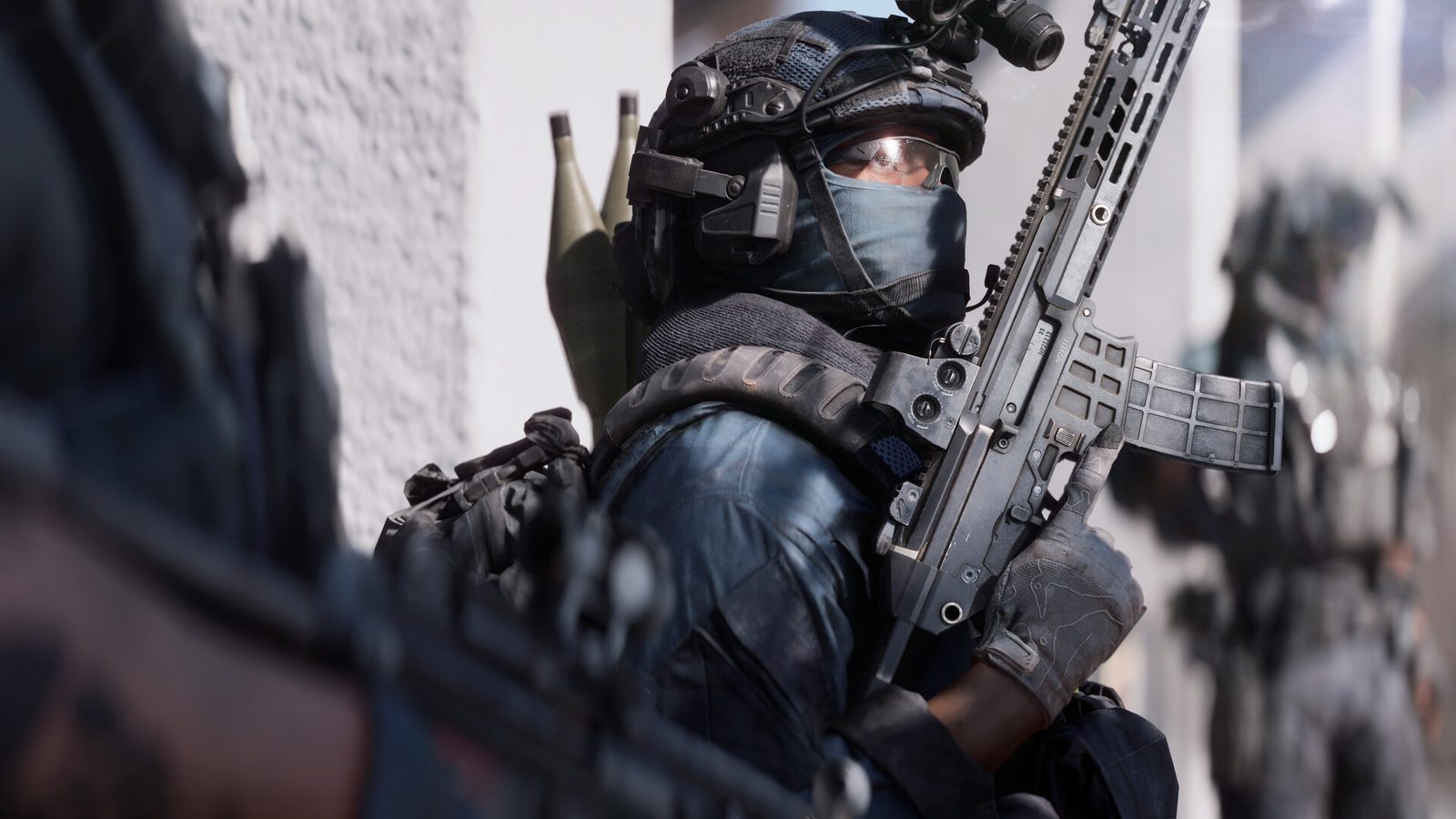 Battlefield 6 Ilustración promocional de Battlefield 6 con cuatro soldados en la azotea de un edificio en ruinas frente a una ciudad en llamas y un caza que cruza el cielo lleno de humo 6