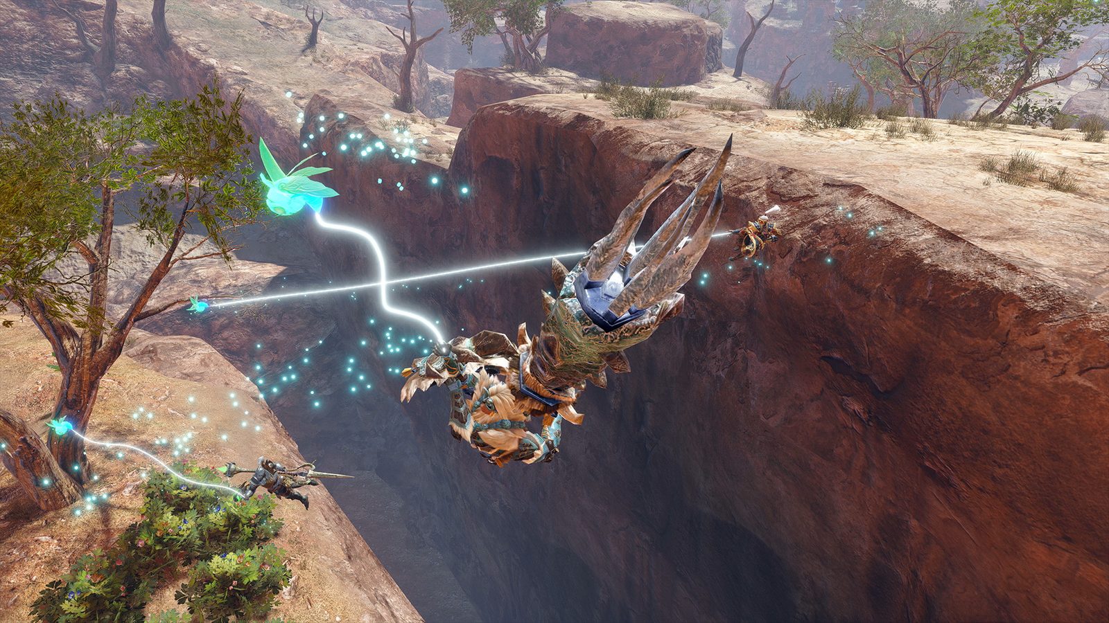 Imagen oficial de Steam de Monster Hunter Rise con un edificio de madera cubierto de musgo y una pequeña estatua de piedra a la orilla del agua en un valle con niebla 2
