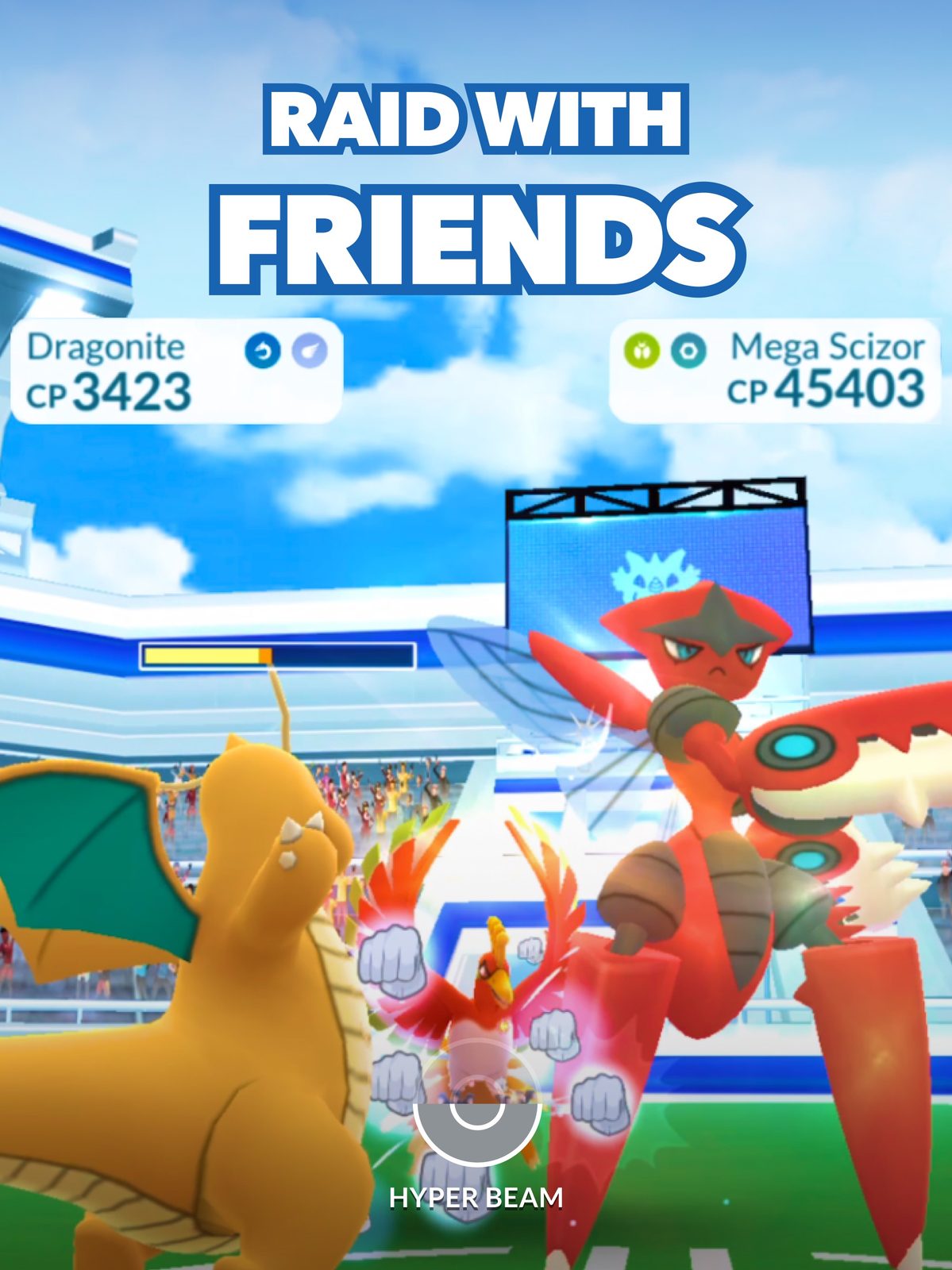 Pokémon GO El icono de Pokémon GO, con una gran Poké Ball roja frente a unas nubes y un cielo morado decorado con constelaciones 6