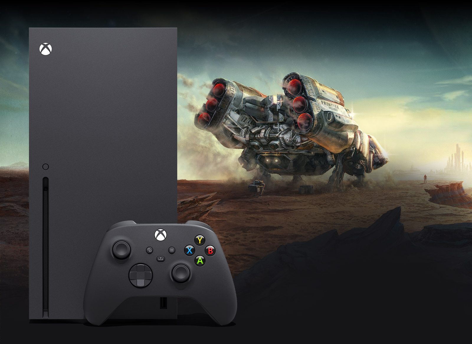 PlayStation官方圖片，白色PS5主機與DualSense控制器擺在深色背景前，後方散射出多彩光束 2